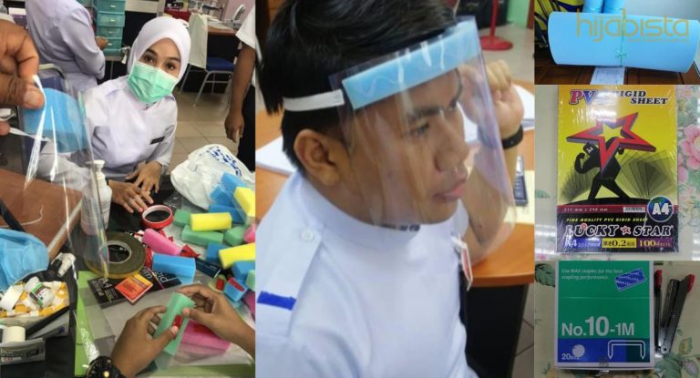 Idea Kreatif Petugas Perubatan Cipta Sendiri Pelindung Muka, Apabila Stok berkurangan Gara-gara Covid-19
