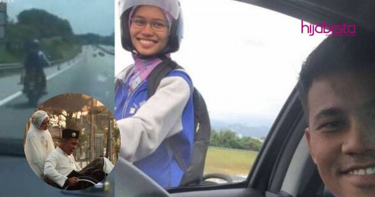 Isteri ‘Ride’ Motosikal Atas Highway, Suami  OKU ‘Follow’ Dari Belakang, Sweetnya Pasangan Ni
