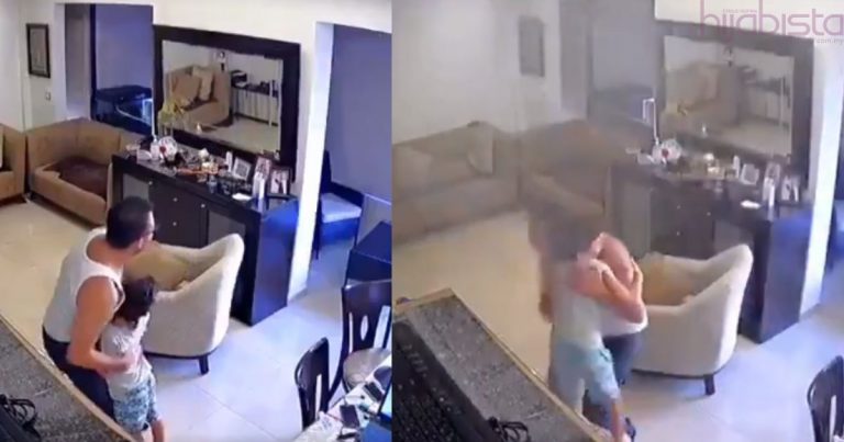Rakaman CCTV Memilukan, Bapa Sempat Sorokkan Anak Bawah Meja Waktu Letupan Di Beirut