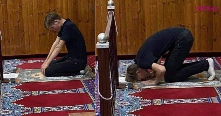 Baru Peluk Islam, Lelaki Amerika Ini Letak Kertas Panduan Di Depan Bagi Belajar Solat