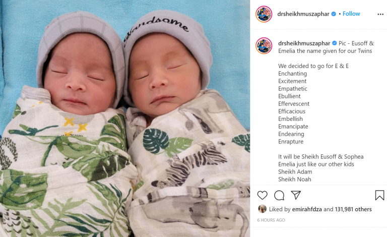 Sheikh Eusoff & Sophea Emelia, Nama Indah Buat Anak Kembar Sheikh Eusoff & Sophea Emelia, Nama Indah Buat Anak Kembar