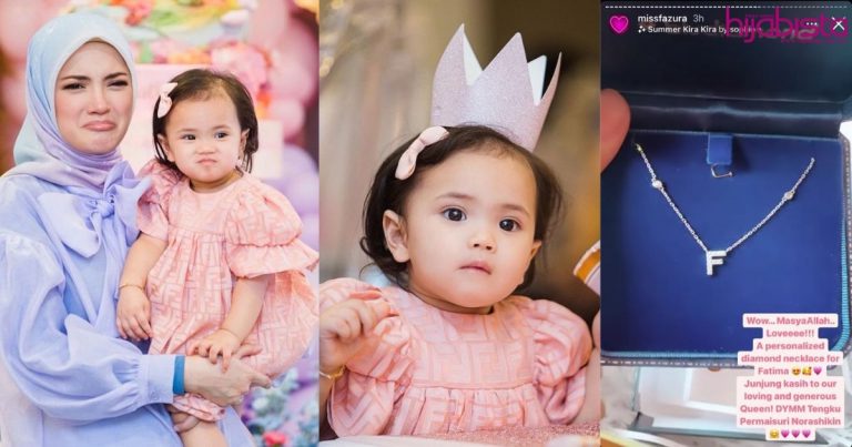 Hadiah Hari Jadi, Anak Fazura Terima Rantai Berlian Daripada Tengku Permaisuri Selangor