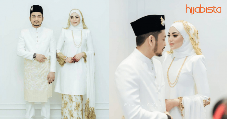 Molek Dalam Persalinan Rona Putih Bersepuh Emas. Uyaina Arshad, Raja Syahiran Selamat Diijabkabulkan.