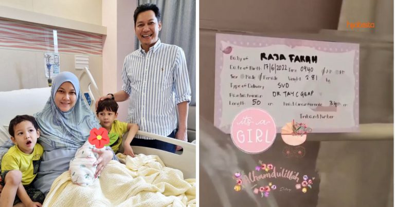 Raja Farah Seronok Dapat ‘Baby Girl,’ Selamat Bersalin Anak Ke Tiga