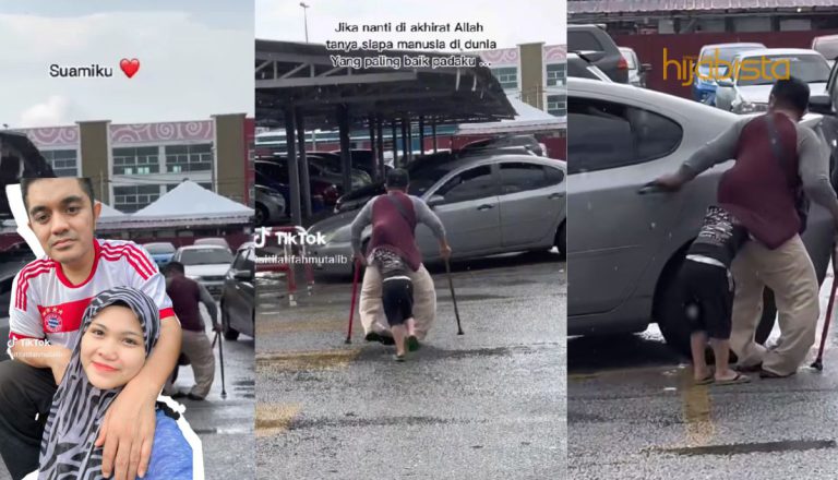 Bapa OKU Gigih Lindung Anak Dari Hujan, Buat Netizen Tersentuh