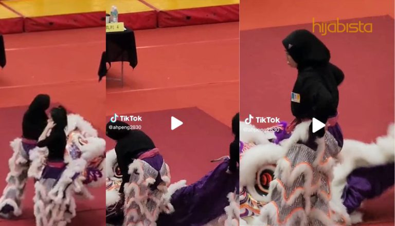 Hijabi Lincah Menari ‘Tarian Singa’, Contoh Terbaik Perpaduan Di Malaysia Kekal Utuh!