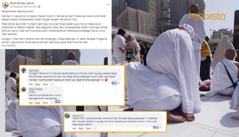 Cinta Dan Kasihkan Isteri, Suami Korban Rasa Malu Tadah Belakang Jadi ‘Kerusi’ Untuk Isteri Solat Depan Kaabah!