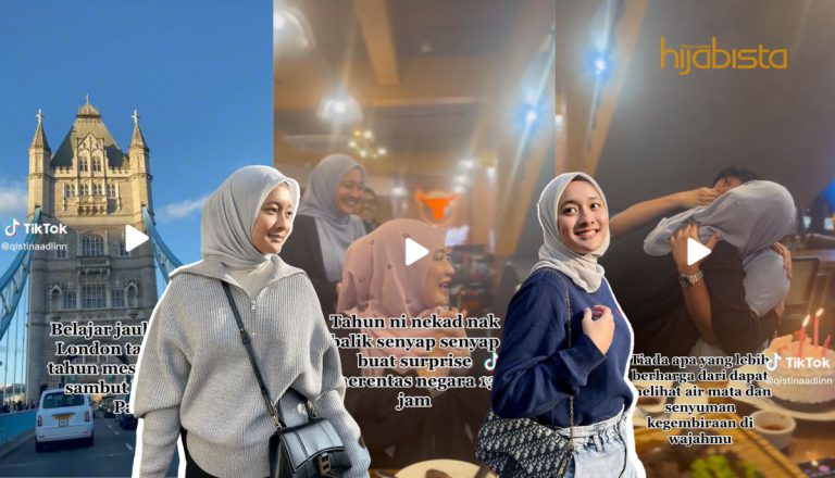 Hijabi Nekad ‘Terbang Dari London’ Demi Kejutan Hari Lahir Buat Ayah! Kisah Gadis Ini Buat Netizen Sebak