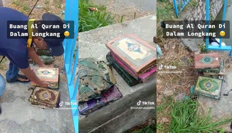 Tindakan Undang ‘Murka’ Allah, Beberapa Naskah Al-Quran Ditemui Basah Dalam Longkang!