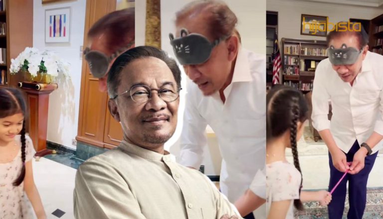 ‘Hati-hati DSAI Takut Terhantuk Pula…’ – Telatah Comel PMX Pakai Penutup Mata Kucing Kejar Cucu