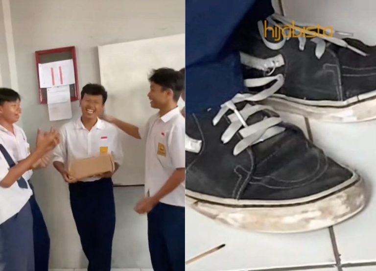 Pelajar Lelaki Sama-sama Kumpul Duit Gantikan Kasut Rakan Yang Lusuh, Ini Baru Betul Sahabat Syurga!