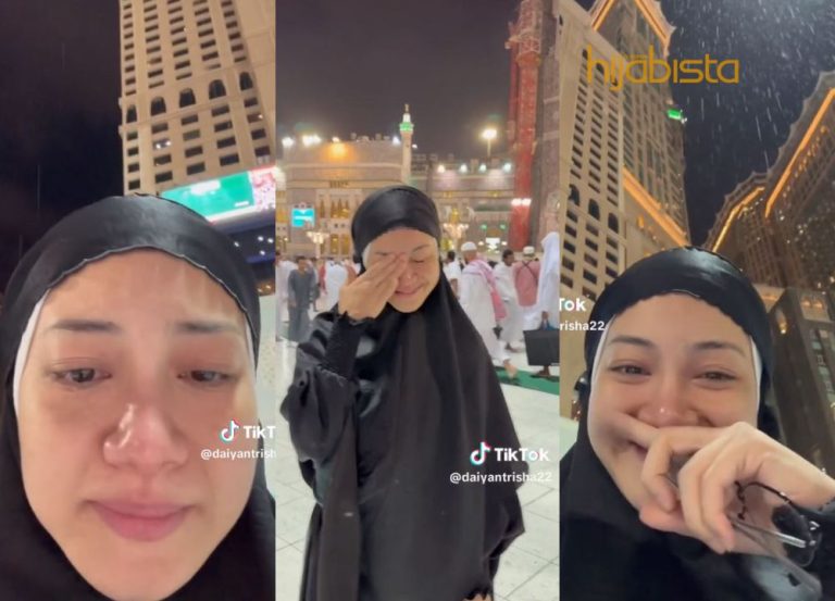 Daiyan Trisha Menangis Terharu, Hujan ‘Rahmat’ Sambut Ketibaannya Di Mekah!