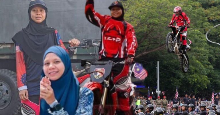 “Main Motor Pun Tetap Jaga Aurat” Gaya Sopan SARJAN SAIDATUL HUSNA Ketika Aksi ‘Stunt’ Raih Pujian