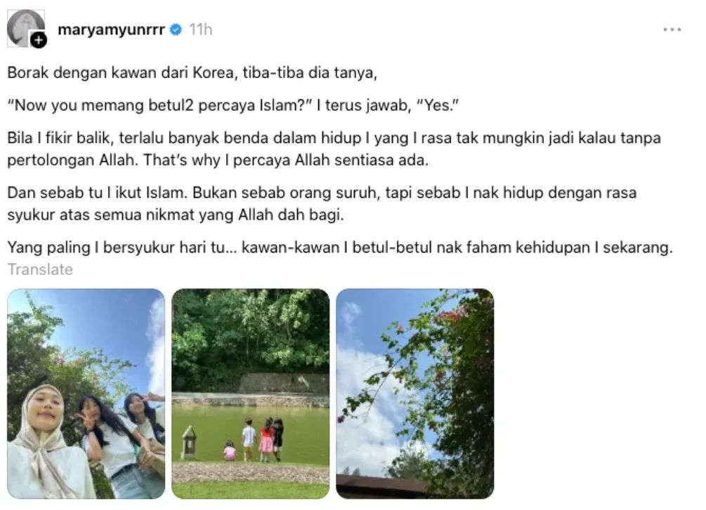 Maryam Younarae Kongsi Sebab Pilih Islam, Yakin Pertolongan Allah SWT