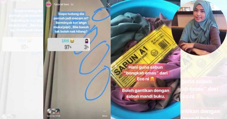Hilangkan Kesan Minyak Degil Pada Tudung Hanya Guna Sabun Beli Dikedai RM2, Gadis Ini Kongsi Carannya