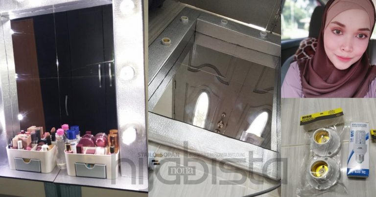 Wanita Ini Kongsi Buat Sendiri ‘Vanity Mirror’ Yang Viral Modal Bawah RM60 & Hasilnya Memang Wow!