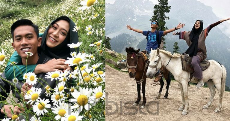 Dayah Bakar Ceria Berposing Time ‘Honeymoon’, Walaupun Pakai Baju Orang Lain Sebab ‘Luggage Stuck’
