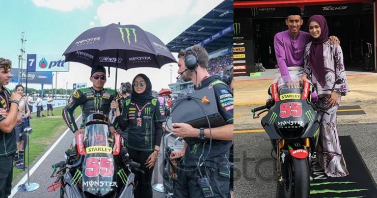 Model Muslimah Ini Jadi Umbrella Girl Berhijab Pertama Sambil Payung Suami Sendiri Di Litar. So Sweet!
